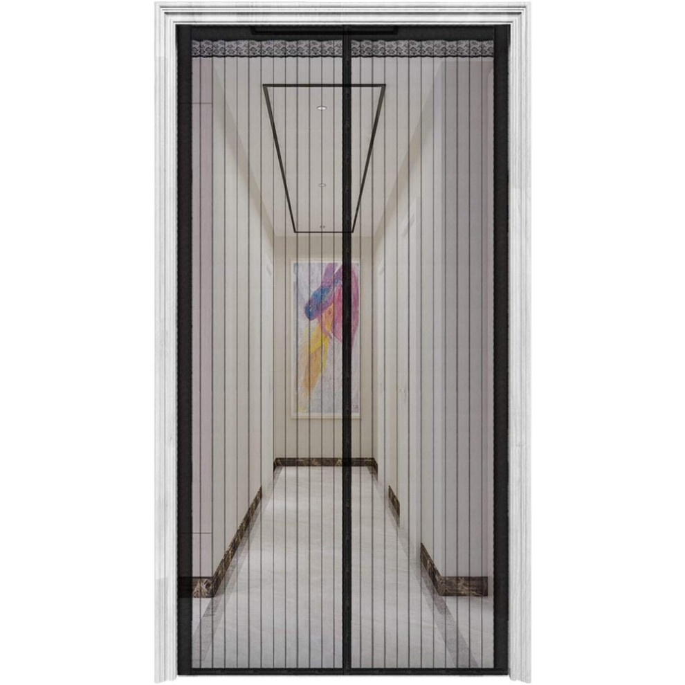Fits Doors Up To 39"X82" Reinforced Magnetic Screen Door With Heavy Duty Mesh, Hands-Free Entry For Pets & Kids, Auto Fast Silent Closing, Black With 9466005486668