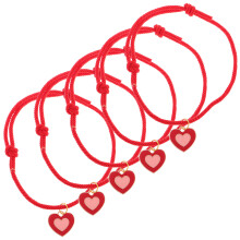5Pcs Handmade Red Rope Pet Collar Adjustable For Cats And Dogs