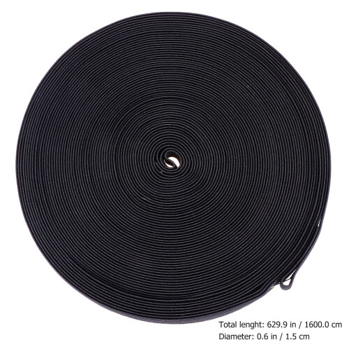 Strong Elastic Bands Black 1 Roll 63x0.6in 1