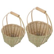 2Pcs Hand-Made Beige Woven Storage Basket for Snacks and Picnic Use