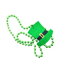 Saint Patrick'S Hat Beaded Necklace With Green Pendant Party Accessory