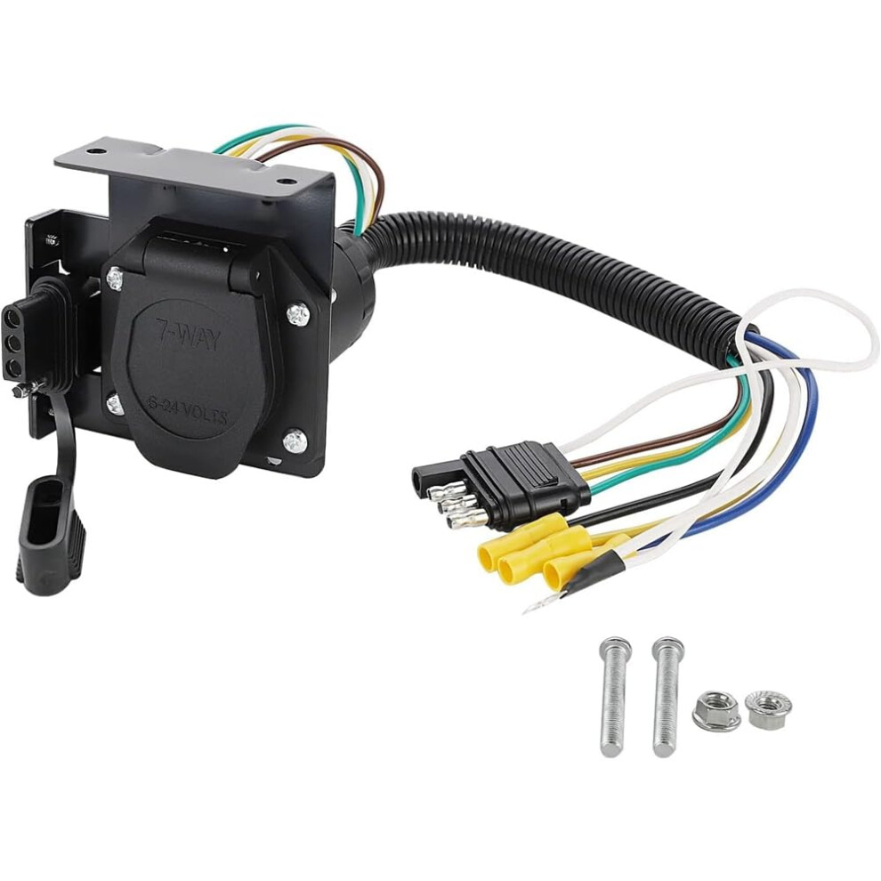Trailer Wiring Adapter 7 Way Rv Blade To 4 Way Flat Dual Output Connector With Protective Covers 9339159660201