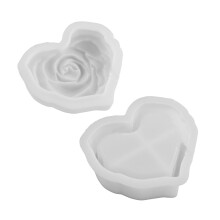 Gips Kaars Cup Mold Rose Hartvormige Siliconen Mallen Gips