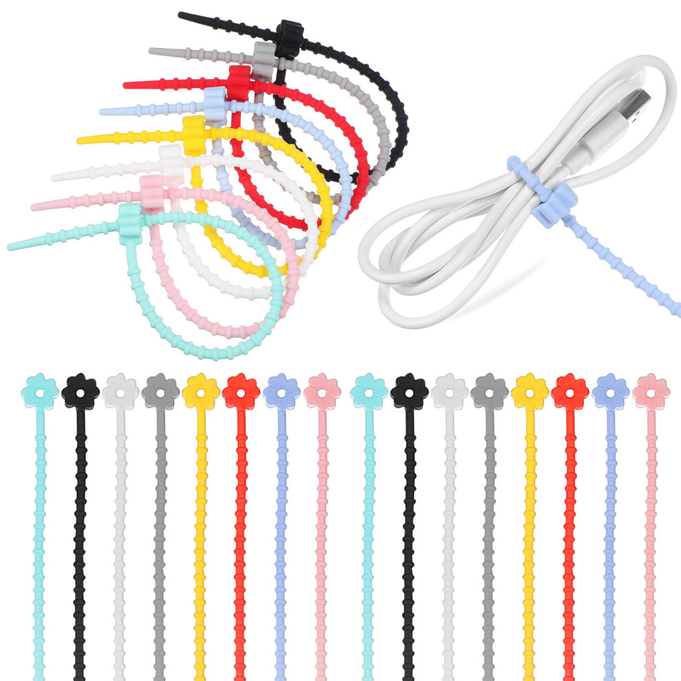 24Pcs Silicone Cable Ties Bendable Cord Organizer For Wire Bundling 3261487257470