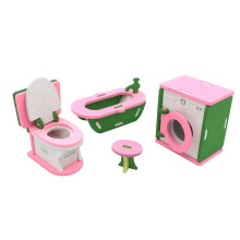 Miniature Mini House Funiture Wooden Toys For Fchildren Bath (4sets)