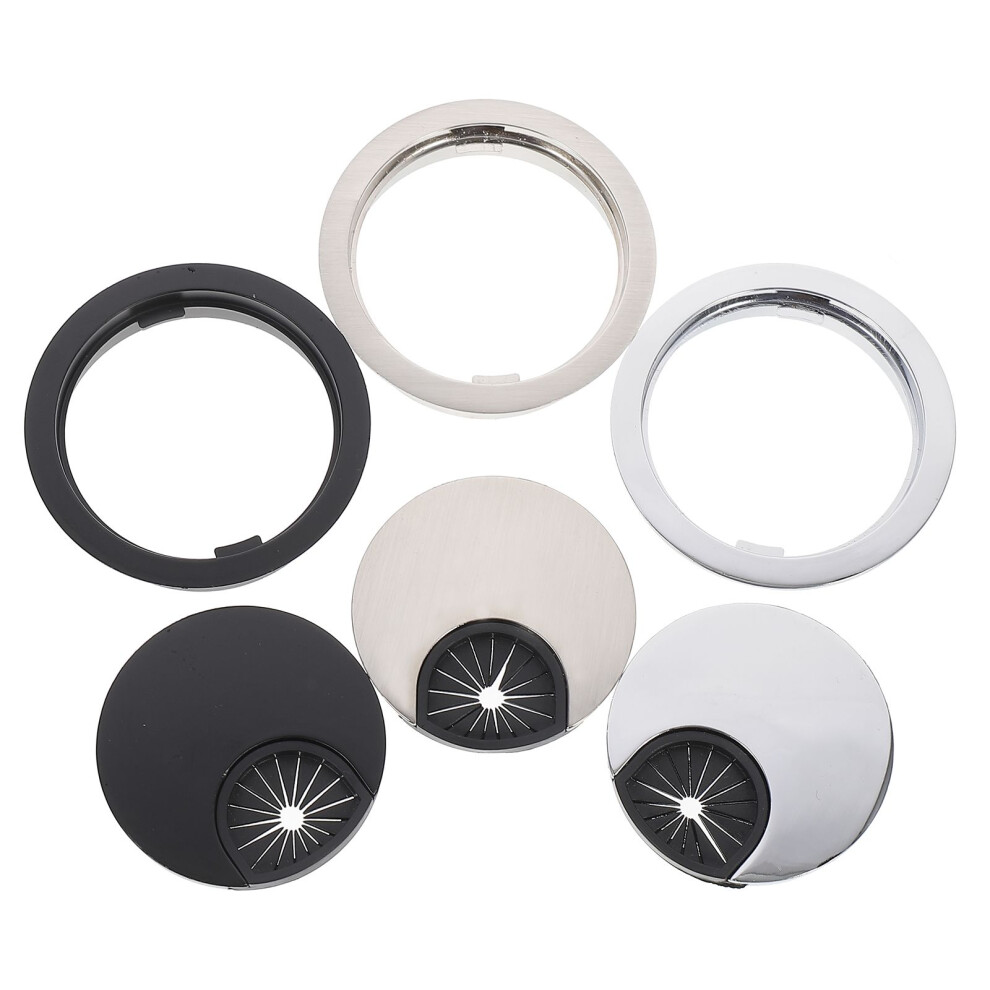 3Pcs Round Zinc Alloy Wire Cable Hole Covers Desk Wire Grommets 3532115870553