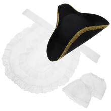 One Set Pirate Tricorn Hat With Arm Cuff For Halloween Cosplay Party