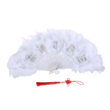 Beautiful Chinese Feather Folding Fan with Pendant Wedding Party