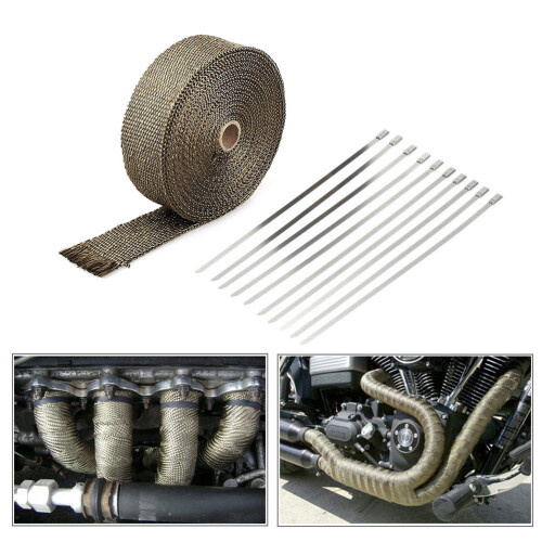 Anti-Scalding Cable Tie Set Exhaust Wrap Motorcycles Titanium Header 1