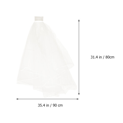 Bridal Veil Wedding Mesh Mantilla Double Layer With Comb Beige 2