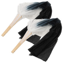 Belly Dancing Long Fan Dark Grey Black 1 Pair 47.2x1.2x0.4in