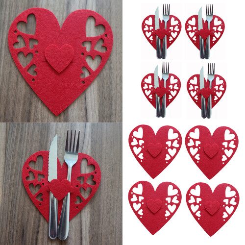 4pcs Wedding Cutlery Holder Dinner Table Decor Knife Fork Bag 1