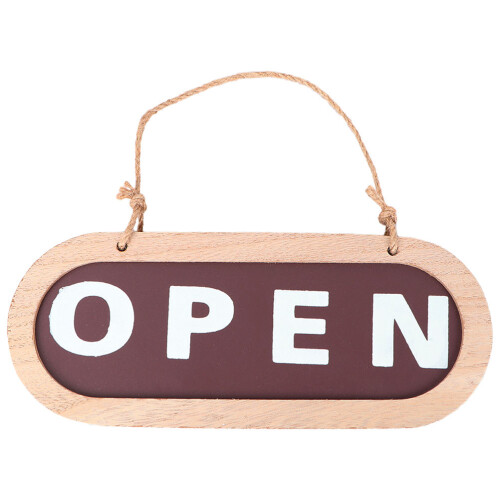 Open Closed Sign Double Face Porte Suspendu Bois 2