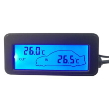 Car Thermometer Inside Outside LCD Digital Display Indoor Outdoor Use Easy Read Large Screen For Auto Truck SUV Blue