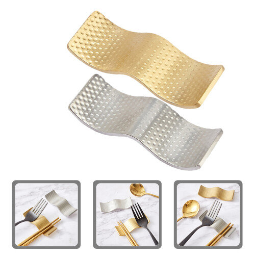 2Pcs Stainless Steel Chopsticks Holder Modern Spoon Fork Rest 2