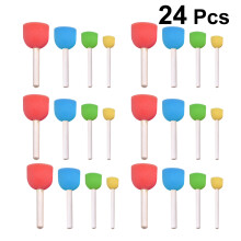 24Pcs Assorted Round Paint Sponge Brush Set For Kids Crafts And Diy