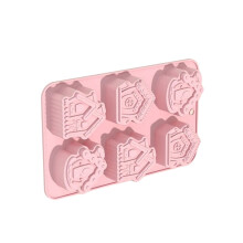 Moule à gâteau Fondant en Silicone, cœur/maison à 6 cavités,-B