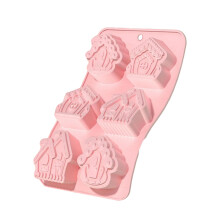 Moule en Silicone à 6 cavités en forme de cœur/maison, pour-B