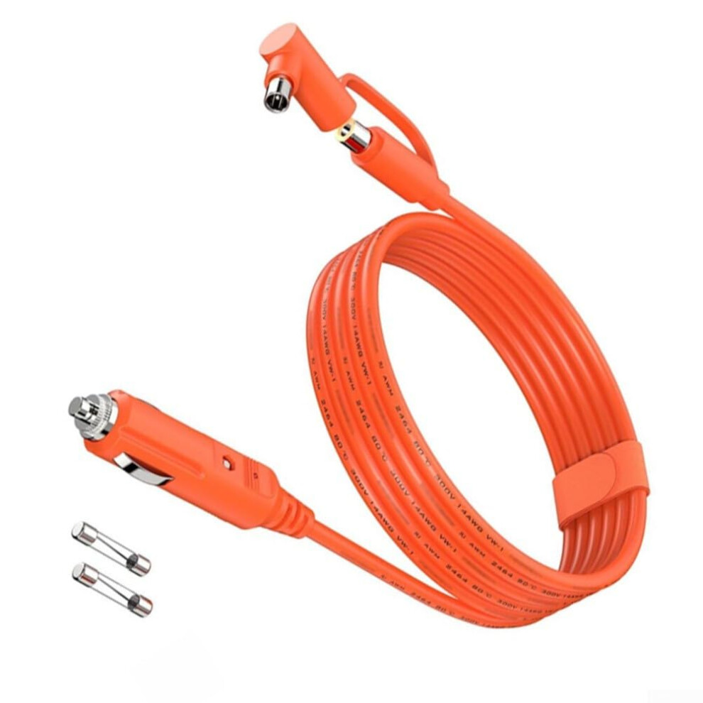 2 Meter 14Awg Car Charging Cable With Dual 15A Fuse, 14Awg2m, For Portable Power Stations, Rvs, Motorcycles, Boats Orange 9339159660355