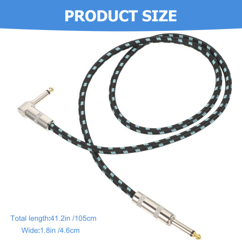 2Pcs Professional Blue Guitar Audio Cable Nylon 6.5mm Instrument Cable 1