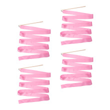 4Pcs Pink Dance Streamer Gymnastics Ribbon with Wooden Handle for Kids