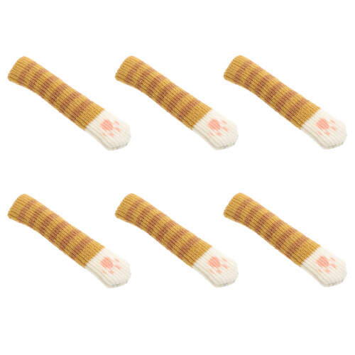 Door Handle Covers Anti Collision Knitted Yellow 6pcs 1