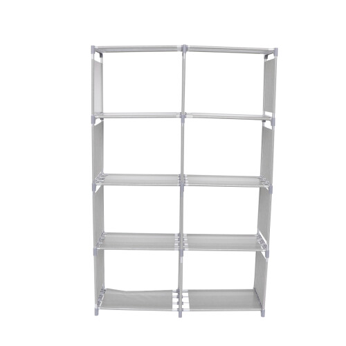 Grey Beautiful Storage Rack Double-Row Bookshelf for Home Use