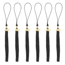 6St Afstudeer-Tassels Zwart Met Metalen Hanger En Polyester Materiaal