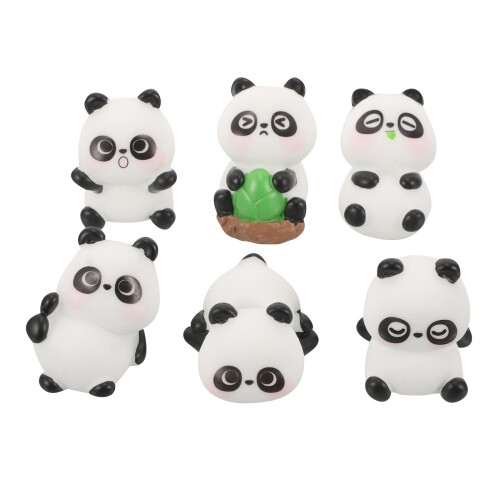 6Pcs Panda Dashboard Figurines For Car Interior Decor
