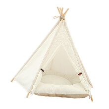 1Pc Portable Pet House Cotton Canvas Tent with Durable Pine Structure