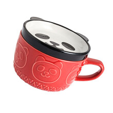 Niedliche Tier-Kaffeetasse mit Deckel, 220 ml,-1