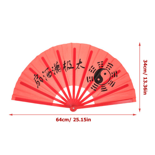 Foldable Dance Fan Plastic Red 1pack For Performers 2