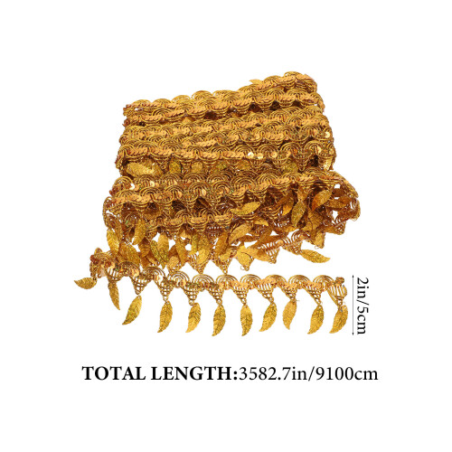 Iridescent Sequin Trim Leaf Shape Golden 1 Set 1