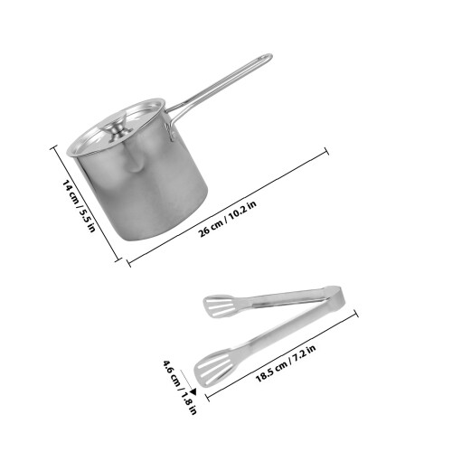 Set Acciaio Friggitrice Pentola Profonda Pinza 1