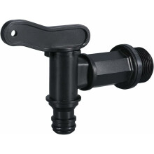 Slangadapterset voor gootsteen, duurzaam plastic voor klikkoppeling op regentonkraan, messing ringen voor regentonaansluiting, 3/4 inch, zwart (1