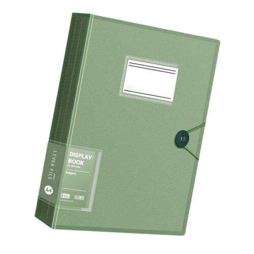 80 Pockets Display Folder with Protective Sleeves Elastic-Green