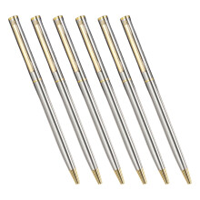 6Pieces Business Signing Pen Smooth to Write for-silver gold