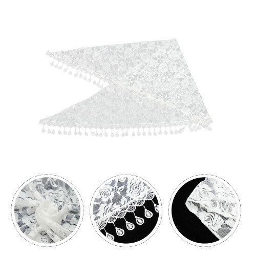Witte Polyester Triangel Mantilla Kant Sjaal Decoratief 1