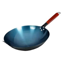 Panela wok de ferro fundido, material de ferro refinado com distribuição uniforme de calor, panela tradicional de fundo redondo para refogar, ideal