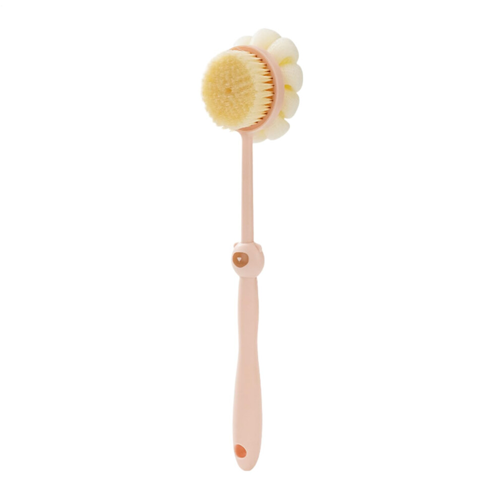 Shower Brushes LongHandle Bath Brush DoubleSided Density Bristles Pink Back Scrub For Men Adults Teens Pet Care