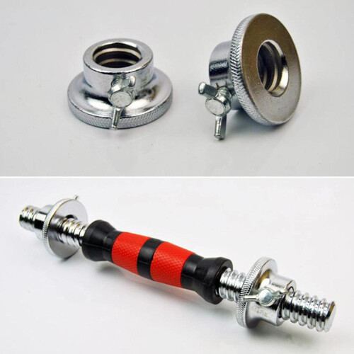 5X 1 Dumbbell Rotating Locking Bar Hex Nut Rods Fixed Clamps Collar Clips 1