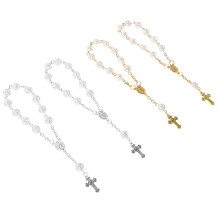 4pcs Rose Bead Bracelet Religious Keepsake for Christening Communion