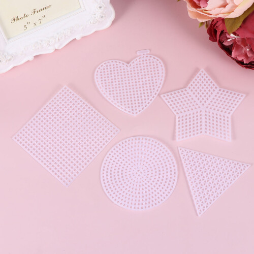 50Pcs Cross Stitch Plate Plastic Mesh Sheet With 2 Needles 1
