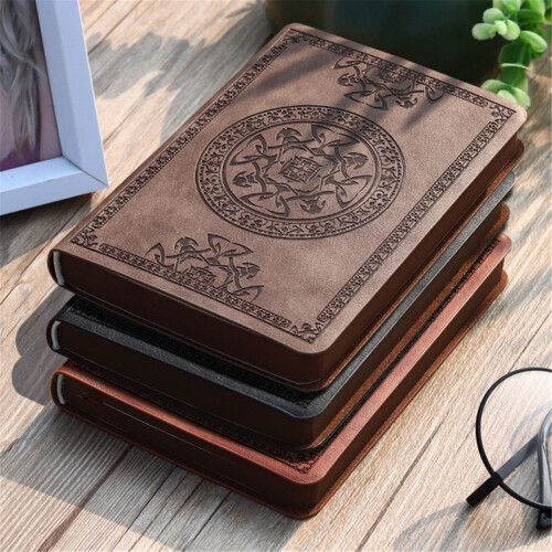 Retro Leather Journal Notebook Thicken Notepad Planner-Black 1
