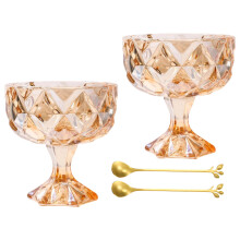 Elegant Dessert Cup High Stem Glass Bowl For Cheese-Yellow