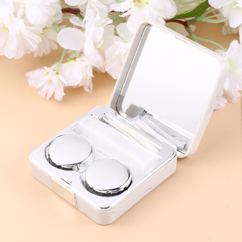 Marbling Lenses Case Portable Storage Container For Home Travel Silver 2