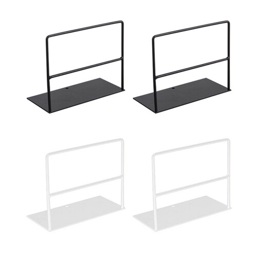 1 Pair Wrought Iron Bookends Book Support Simple Desktop-Black 1