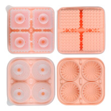 Square And Round Silicone Ice Cubes Trays Set Whiskey Ice-Pink