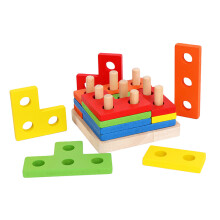 Set Legno Geometrici Da Inserire Impilare Ordinare Per Bambini