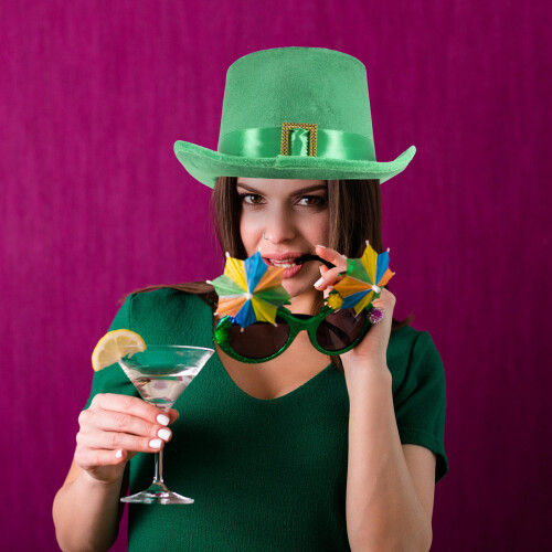 4 Pezzi Cappello Verde Da Folletto San Patrizio Con Barba E 2